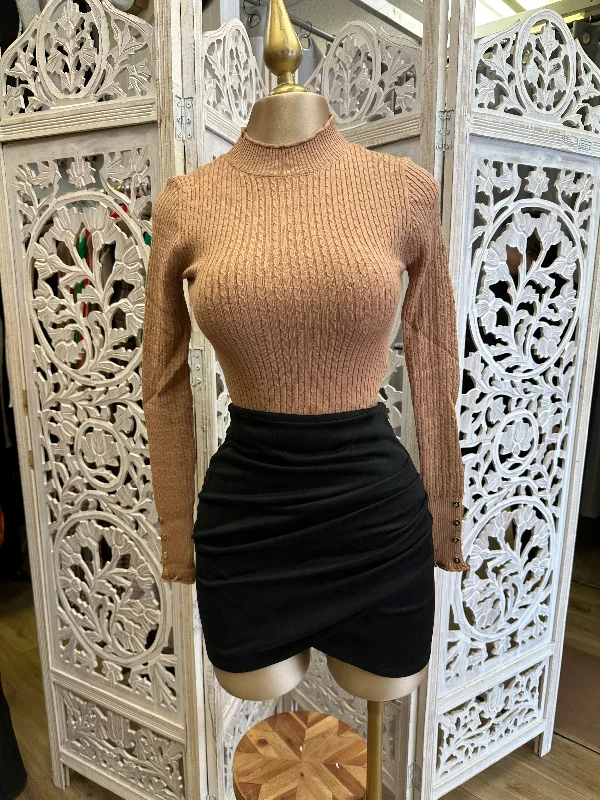 Black Suede Draped Mini Skirt denim skirt durable