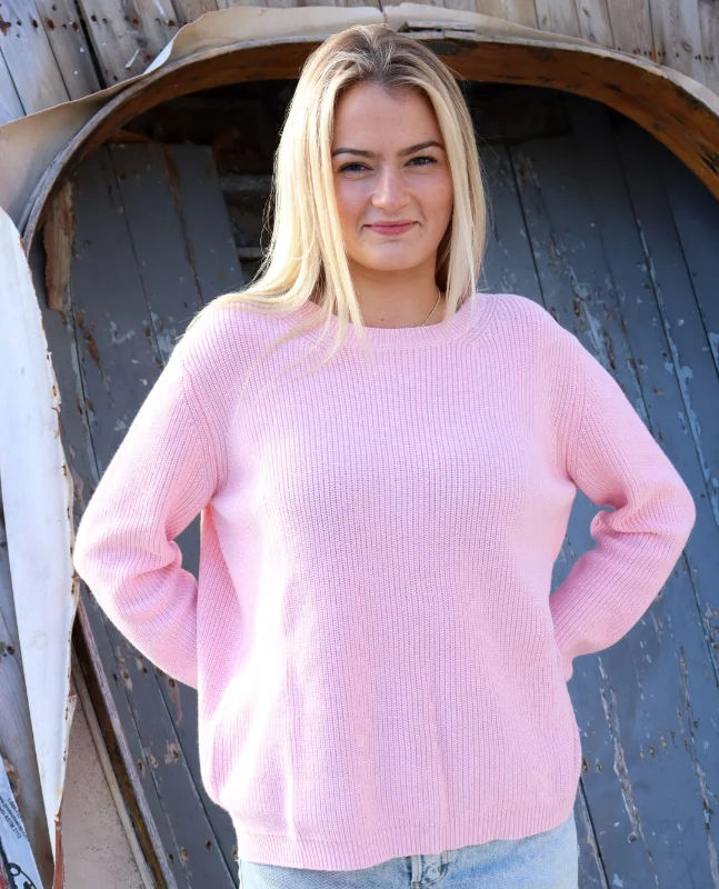 Sweater Crew- Lt Pink Striped Floral Plaid