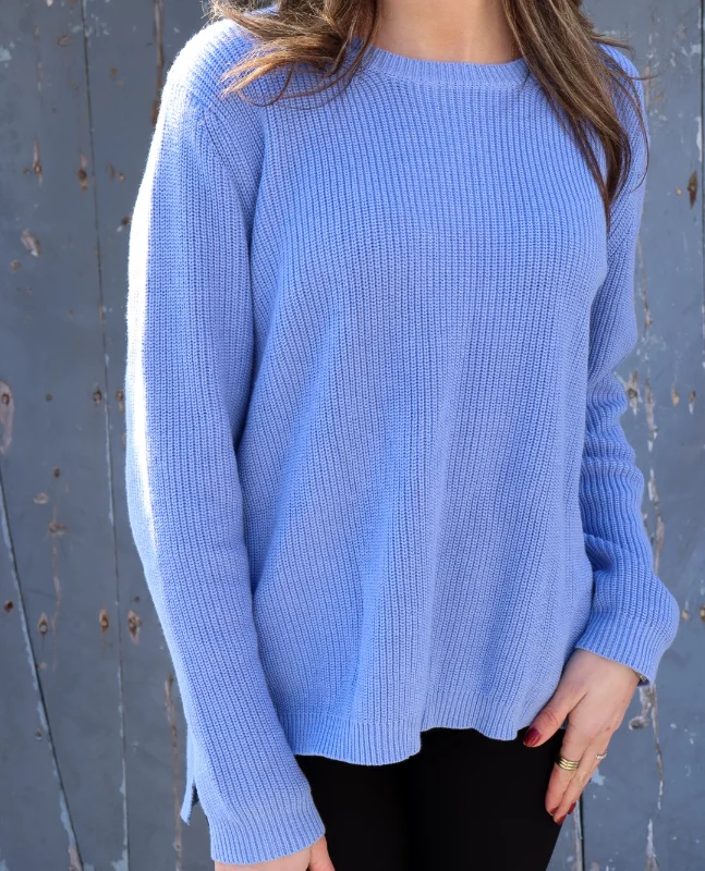 Sweater Crew- Periwinkle Fitted Slim Tailored