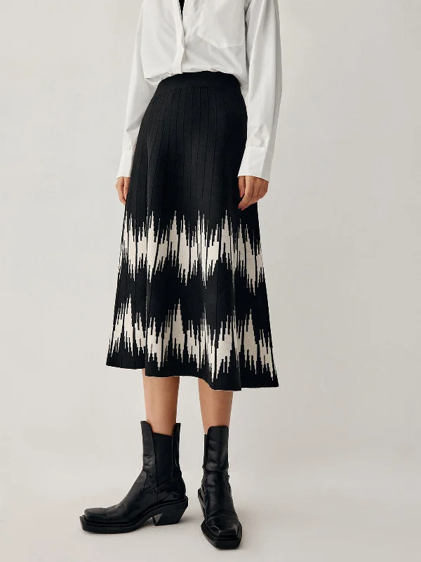 BerryBetty - Tulle Print High Waist Midi Skirt cashmere skirt soft