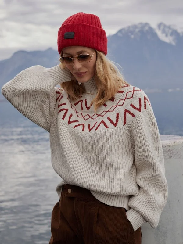Varley Marcie Fairisle Yoke Knit Sweater / Silver Birch Sweater Knitwear Pullover