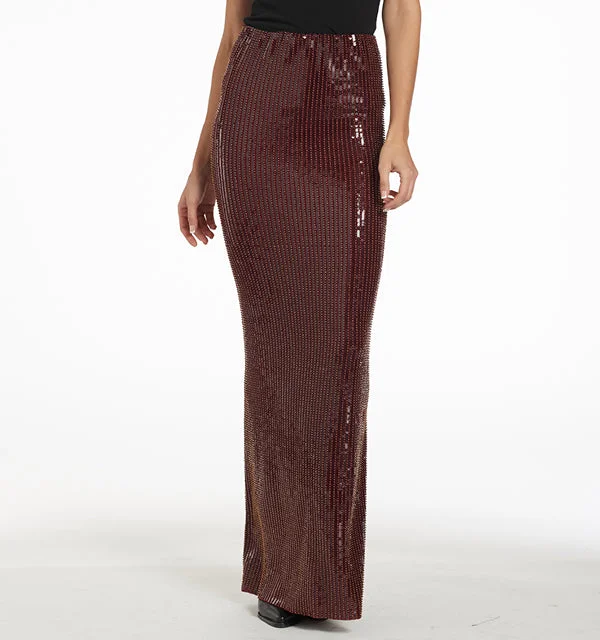 Varon Long Paillette Skirt leather skirt sleek