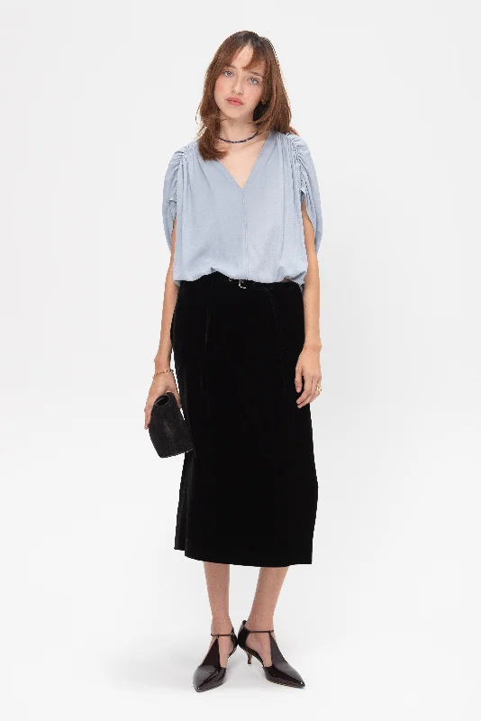 Velvet Skirt, Black velvet skirt glossy