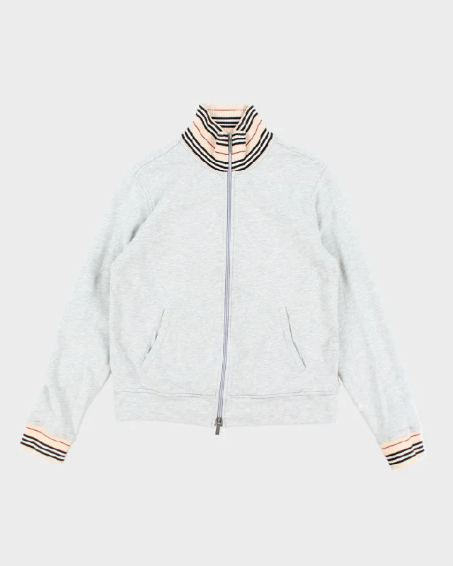 Vintage Burberry Grey Zip-up Jumper - XL Lace Blend Ribbed Blend Corduroy Blend