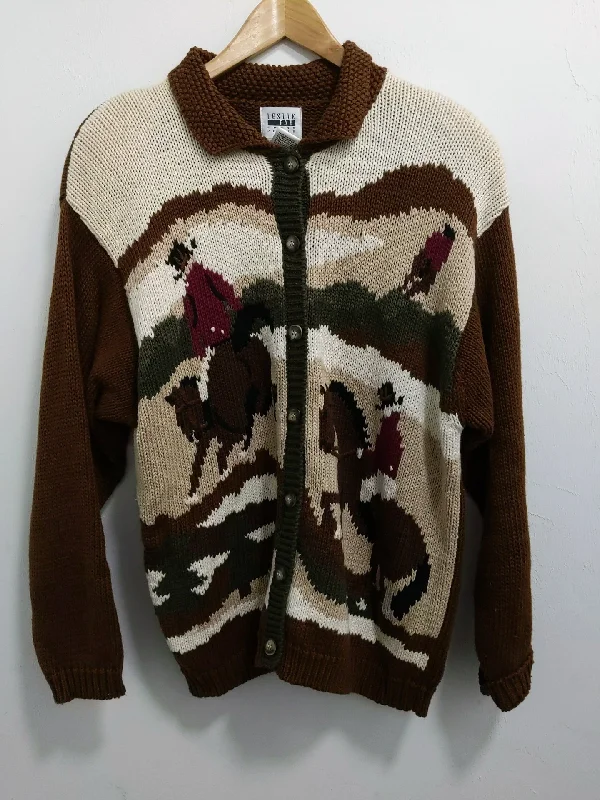 Vintage Horse and Cowboy Sweater Silk Blend Satin Velvet