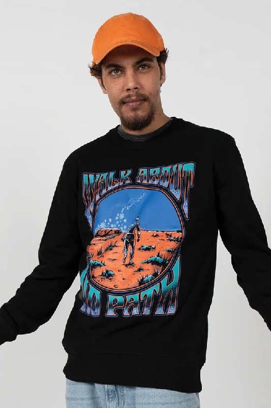 Walkabout No Path Black Premium Cotton Crew Neck Unisex Sweater Hooded Sweater Collared Sweater Shawl Collar Walkabout No Path Black Premium Cotton Crew Neck Unisex Sweater Hooded Sweater Collared Sweater Shawl Collar