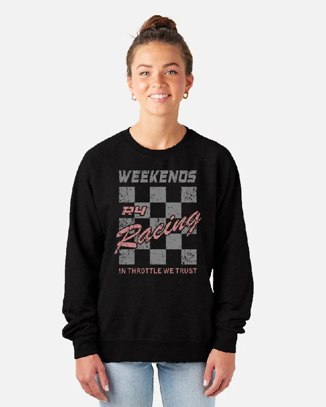 Weekends R4 Racing Crew Neck Sweater – Black Beaded Sweater Sequined Faux Fur