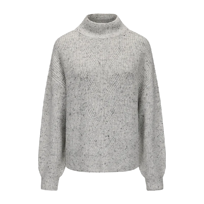 Women's Turtleneck Knitted Sweater Toggled Drawstring Belted
