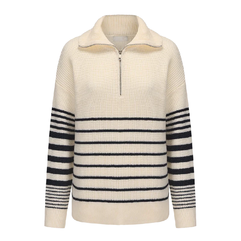 Women's Henley Mock Neck Knitted Sweater Solid Print Embellished