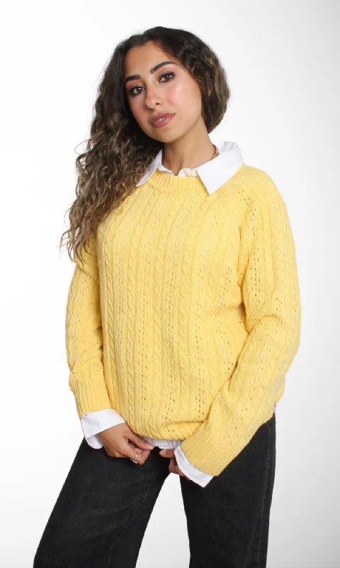 Women Round Neck Sweater (Yellow) High Neck Crew Neck V-Neck